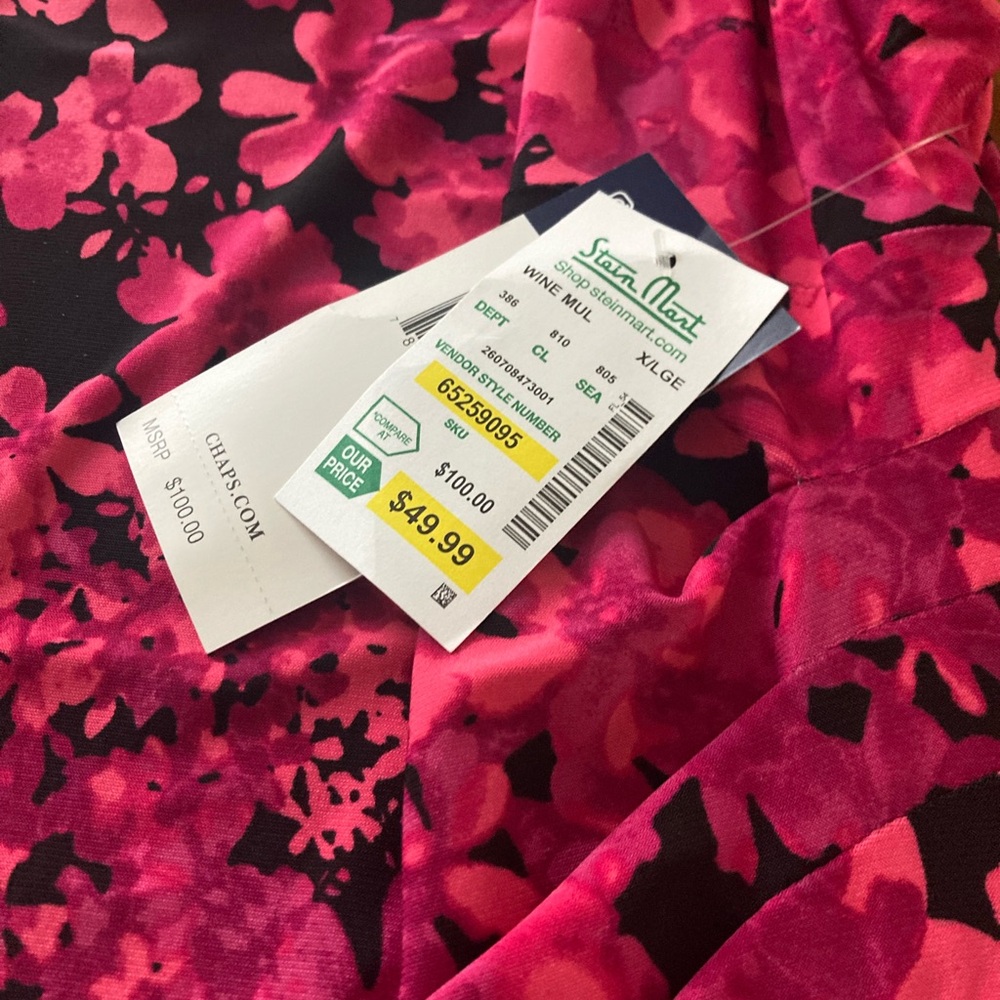 Chaps Black and Pink Floral Dress